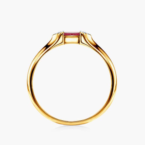 Pierścionek zaręczynowy SAVICKI: dwukolorowe złoto, rubin, diamenty